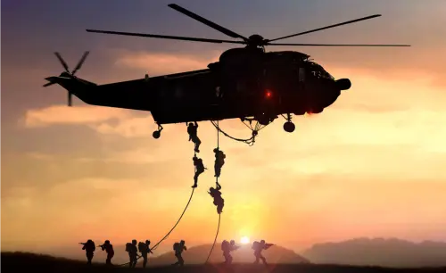 helicopter dropping off troops